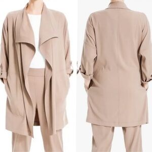 Max Studio Tan Lightweight Jacket Drape Collar Jacket size large